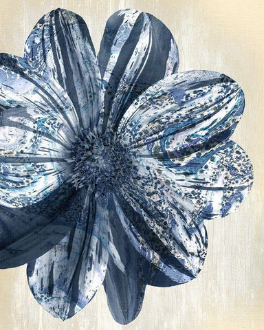 Indigo Marble Bloom 1 White Modern Wood Framed Art Print with Double Matting by Allen, Kimberly