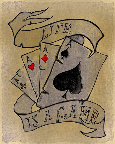 Life is a Game Black Ornate Wood Framed Art Print with Double Matting by Kimberly, Allen