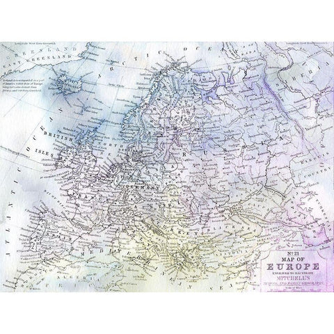 Watercolor Map 1 Black Modern Wood Framed Art Print by Kimberly, Allen