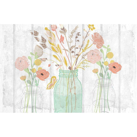 Summer Bloom Jars v2 Black Modern Wood Framed Art Print by Kimberly, Allen