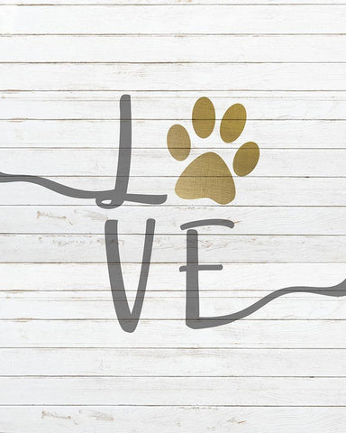 Paw Love White Modern Wood Framed Art Print with Double Matting by Kimberly, Allen