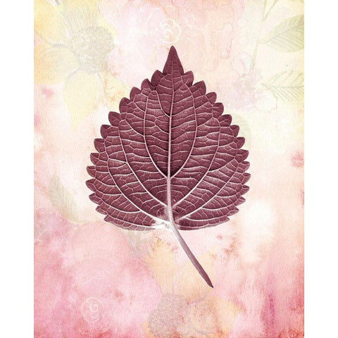 Burgundy Leaf 2 White Modern Wood Framed Art Print by Kimberly, Allen