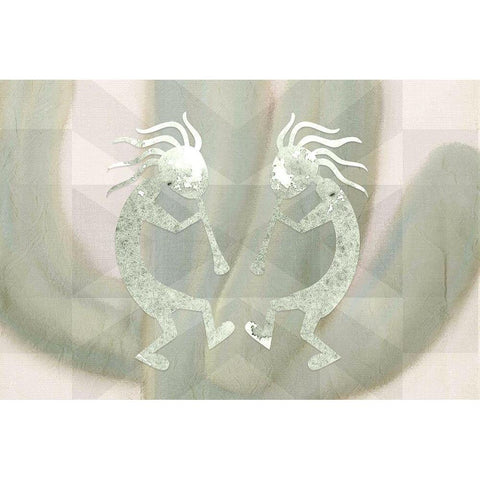 Kokopelli Cactus Black Modern Wood Framed Art Print with Double Matting by Kimberly, Allen