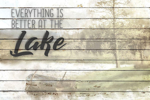 Better at the Lake White Modern Wood Framed Art Print with Double Matting by Kimberly, Allen