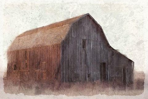 At the Barn White Modern Wood Framed Art Print with Double Matting by Kimberly, Allen