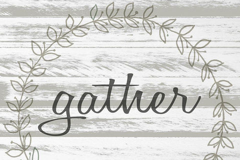 Gather Wreath White Modern Wood Framed Art Print with Double Matting by Kimberly, Allen
