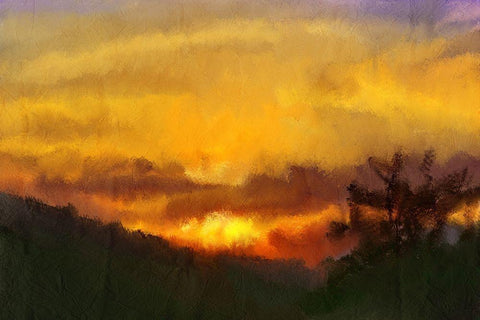 Sunset White Modern Wood Framed Art Print with Double Matting by Kimberly, Allen