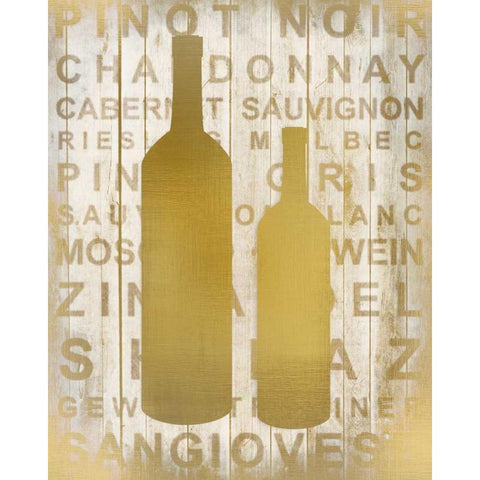 Golden Wine Silhouette 2 White Modern Wood Framed Art Print by Allen, Kimberly