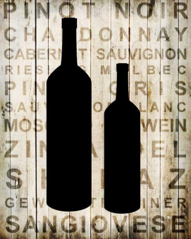 Wine Silhouette 2 Black Ornate Wood Framed Art Print with Double Matting by Allen, Kimberly