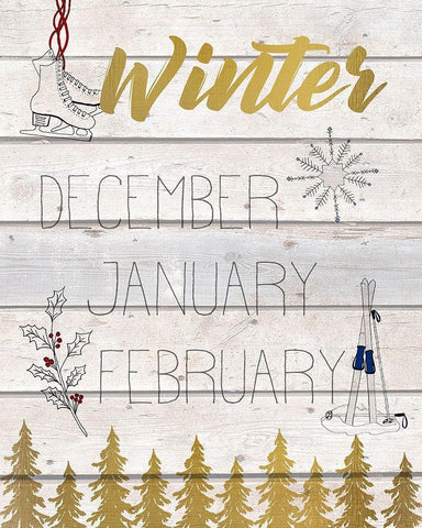 The Seasons 1 White Modern Wood Framed Art Print with Double Matting by Kimberly, Allen