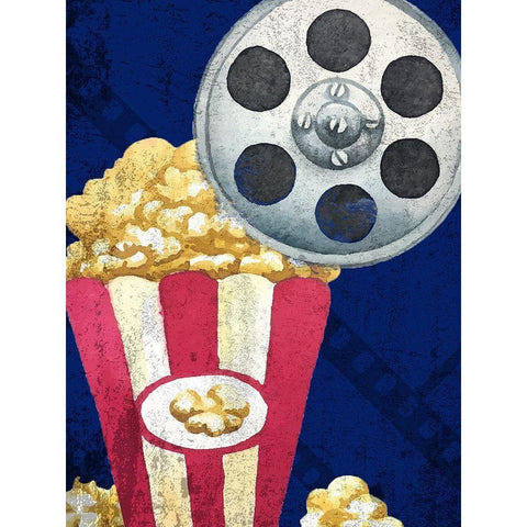 Movie Time 2  Black Modern Wood Framed Art Print with Double Matting by Kimberly, Allen