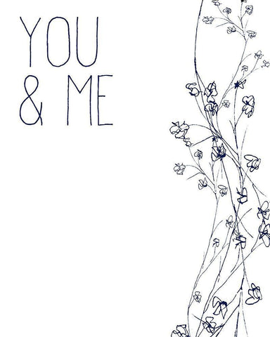 You and Me White Modern Wood Framed Art Print with Double Matting by Kimberly, Allen