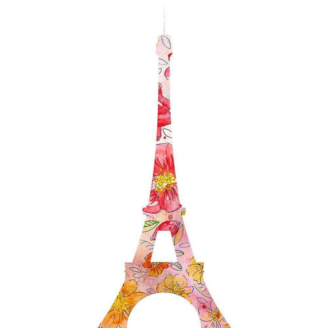 Eiffel Flowers White Modern Wood Framed Art Print by Kimberly, Allen