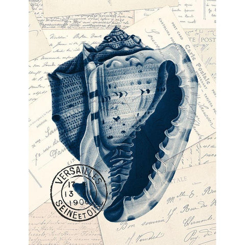 Shell Post 2 Gold Ornate Wood Framed Art Print with Double Matting by Kimberly, Allen