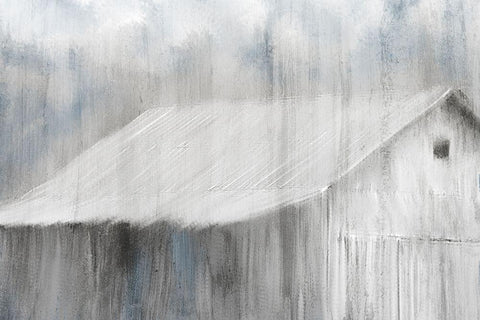 White Barn Black Ornate Wood Framed Art Print with Double Matting by Kimberly, Allen