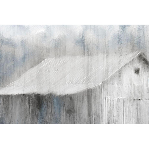 White Barn Black Modern Wood Framed Art Print by Kimberly, Allen