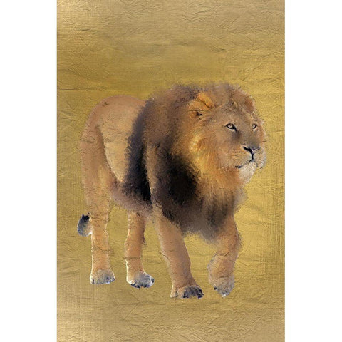 Lion Gold White Modern Wood Framed Art Print by Kimberly, Allen