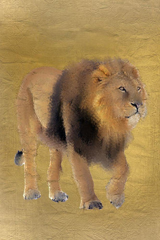 Lion Gold Black Ornate Wood Framed Art Print with Double Matting by Kimberly, Allen