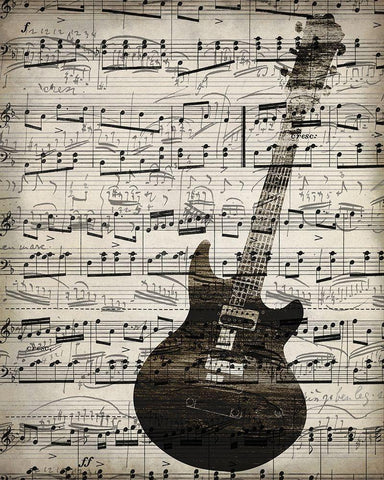 Music Sheets 3 Black Ornate Wood Framed Art Print with Double Matting by Kimberly, Allen