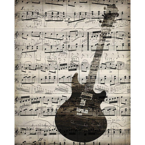 Music Sheets 3 Black Modern Wood Framed Art Print with Double Matting by Kimberly, Allen