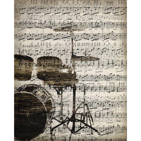 Music Sheets 4 Black Modern Wood Framed Art Print with Double Matting by Kimberly, Allen