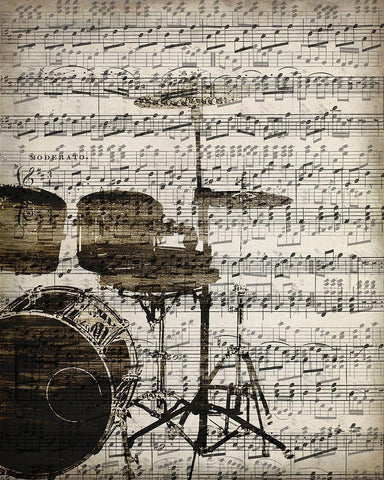 Music Sheets 4 Black Ornate Wood Framed Art Print with Double Matting by Kimberly, Allen