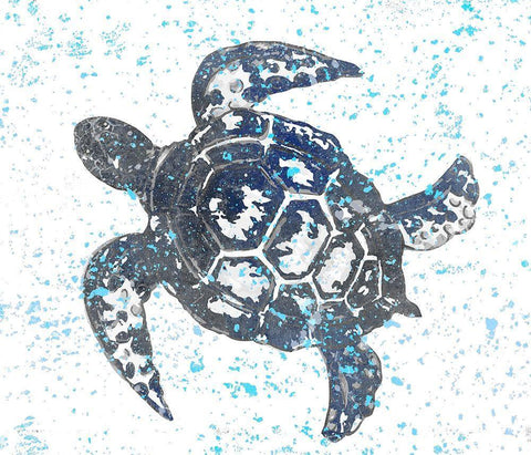 Splatter Turtle White Modern Wood Framed Art Print with Double Matting by Kimberly, Allen
