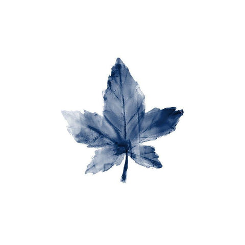 Navy Leaf Print 1 White Modern Wood Framed Art Print by Kimberly, Allen