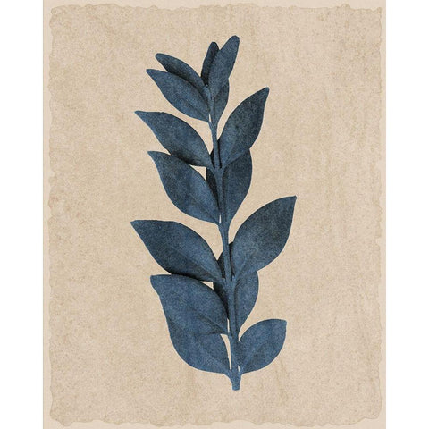 Blue Leaf Print 1 White Modern Wood Framed Art Print by Kimberly, Allen