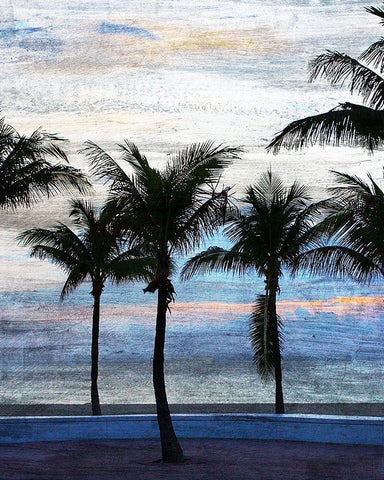 Sunset at the Beach 1 White Modern Wood Framed Art Print with Double Matting by Kimberly, Allen