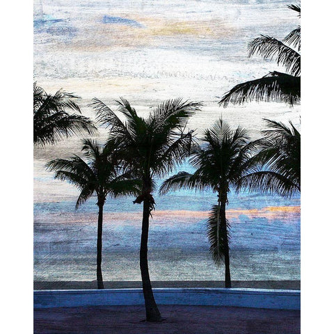 Sunset at the Beach 1 Black Modern Wood Framed Art Print with Double Matting by Kimberly, Allen