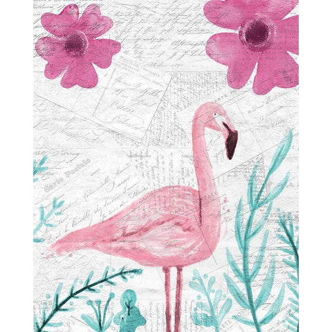 Flamingo Mail 1 White Modern Wood Framed Art Print by Kimberly, Allen