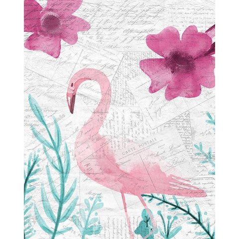 Flamingo Mail 2 Black Modern Wood Framed Art Print with Double Matting by Kimberly, Allen