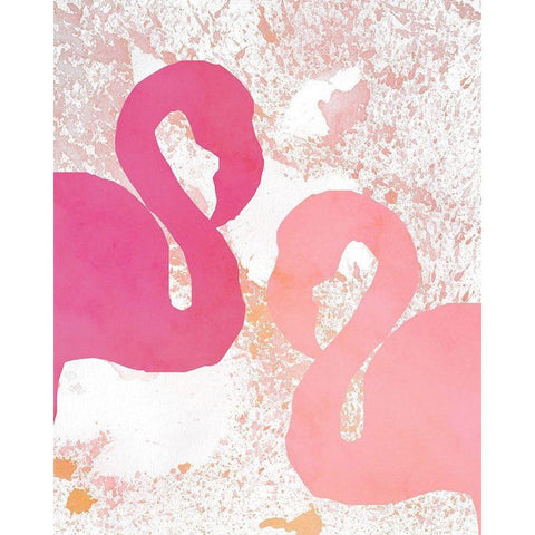 Flamingos 2 White Modern Wood Framed Art Print by Kimberly, Allen