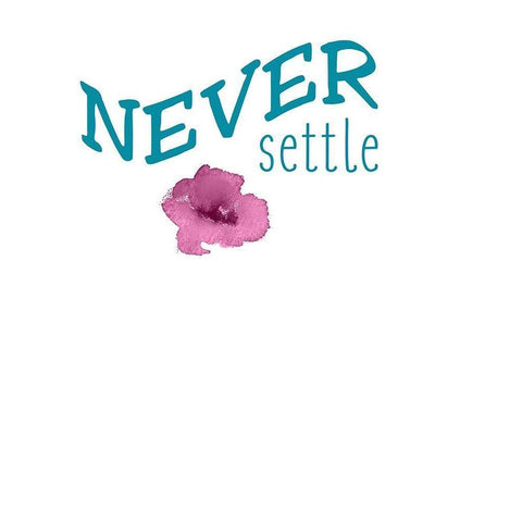 Never Settle Black Modern Wood Framed Art Print by Kimberly, Allen