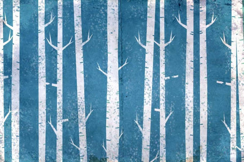 Blue In the Birches White Modern Wood Framed Art Print with Double Matting by Allen, Kimberly