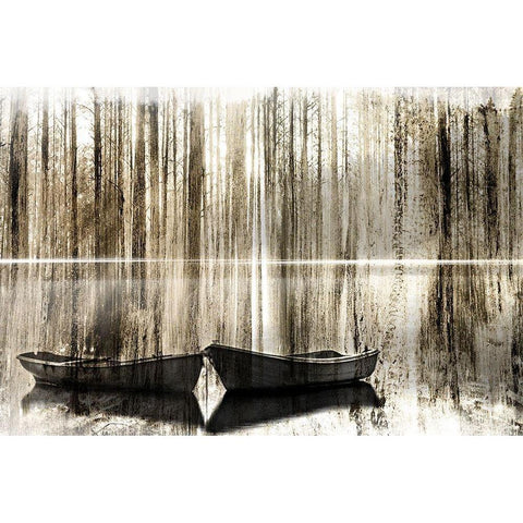 Canoe Morning Black Modern Wood Framed Art Print with Double Matting by Kimberly, Allen