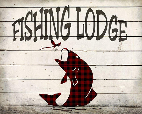 Fishing Lodge White Modern Wood Framed Art Print with Double Matting by Kimberly, Allen