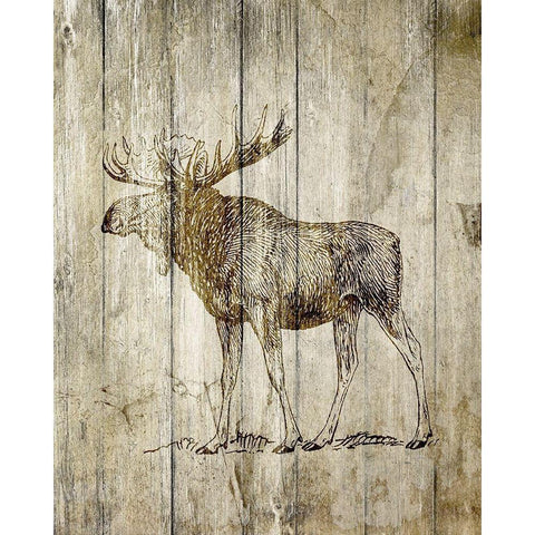 Standing Moose White Modern Wood Framed Art Print by Kimberly, Allen