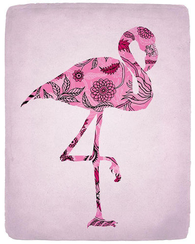 Flamingo 1 White Modern Wood Framed Art Print with Double Matting by Kimberly, Allen