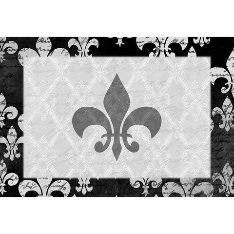 Fleur de Lis Black Modern Wood Framed Art Print with Double Matting by Kimberly, Allen