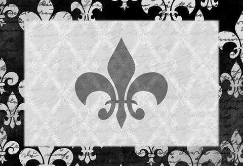 Fleur de Lis Black Ornate Wood Framed Art Print with Double Matting by Kimberly, Allen