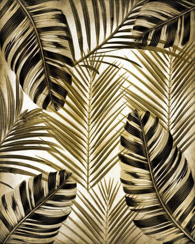 Gold Palm 2 White Modern Wood Framed Art Print with Double Matting by Allen, Kimberly