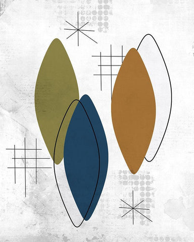 Burst Three 1 White Modern Wood Framed Art Print with Double Matting by Kimberly, Allen
