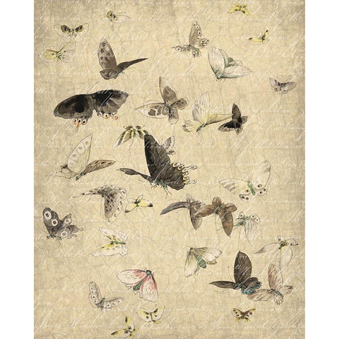 Butterflies in Flight 1 Gold Ornate Wood Framed Art Print with Double Matting by Kimberly, Allen