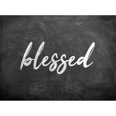 Chalkboard Blessed Black Modern Wood Framed Art Print with Double Matting by Kimberly, Allen