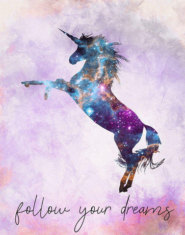 Follow your Dreams v3 White Modern Wood Framed Art Print with Double Matting by Kimberly, Allen