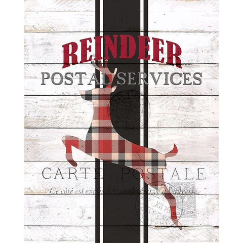 Reindeer Postal Service Black Modern Wood Framed Art Print by Kimberly, Allen