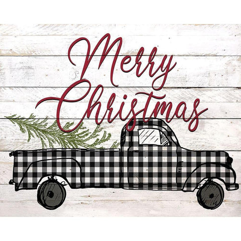 Merry Christmas Holiday Truck 2 Gold Ornate Wood Framed Art Print with Double Matting by Kimberly, Allen