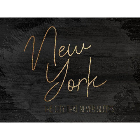 NYC Gold 2 Black Modern Wood Framed Art Print with Double Matting by Kimberly, Allen